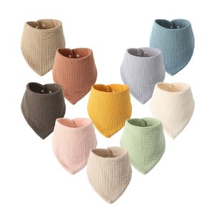Wholesale Price 100% Cotton Muslin Hide Stitching Soft Baby Bandana Drool Bibs For Baby Teething And Drooling for Girls Boys