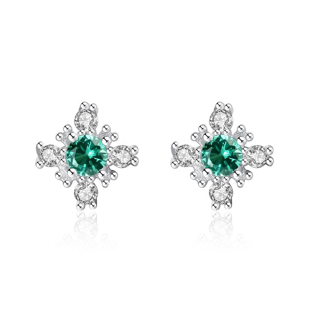CZCITY Solid 925 Sterling Silver Snowflake Stud Earrings for Women Anniversary Fine Jewelry Topaz Gemstone Brincos Gifts