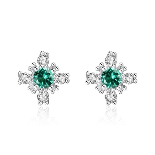 CZCITY Solid 925 Sterling Silver Snowflake Stud Earrings for Women Anniversary Fine Jewelry Topaz Gemstone Brincos Gifts