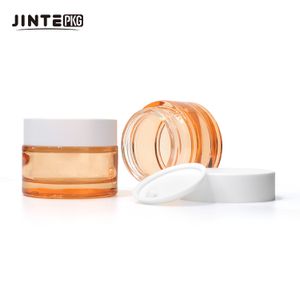 Empty 50ML 30ML  Glass Cosmetic Packaging Sets Oil Dropper Bottles Matte White Lotion Caps Facial Serum Cream Jars