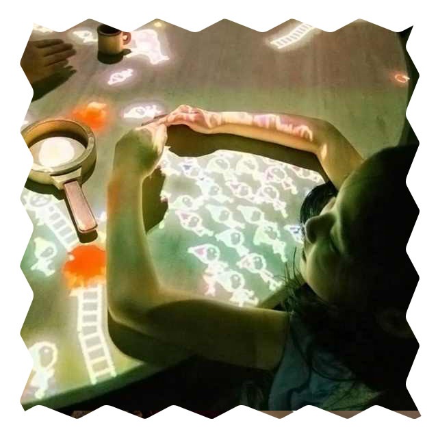 Creative desk, dining table where you can play games. Free trial. Interactive projection restaurant theme interactive projection