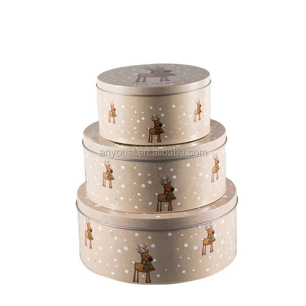Food Grade Custom Metal Tin Angel Pattern Printed Round Tin Box Set