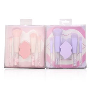 2024 New Custom Logo Colorful Sprinkle Candy Handle 4pcs Travel Makeup Brush Set With Makeup Sponge Blender Gift PVC Box