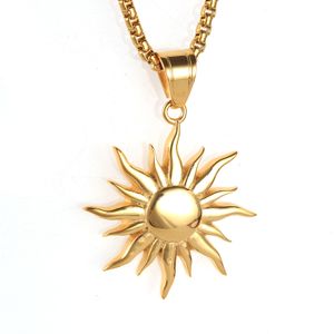 Custom Stainless Steel Gold Plated Chain Accessories Jewelry Men's Pendant Hip Hop Sun Titanium Steel Necklace