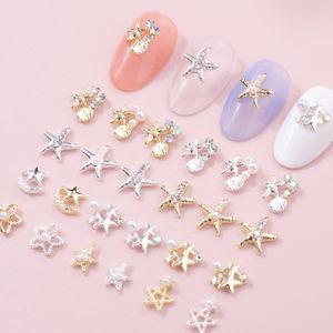Wholesale Pentacle Nail Jewelry diy Hollow-out Three-dimensional Art Accessories Alloy Shell Star Multiple Style Diamonds