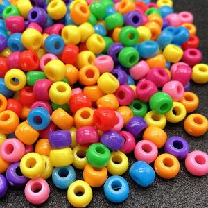 500g/bag Colorful Pony Beads Hand Crafts Big Hole Barrel Beads For Kids DIY Bracelet Necklace Making Accessories