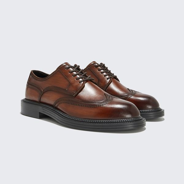 Fashion Luxury Classy Formal Gentleman Derby Dress Shoes For Men Genuine Leather