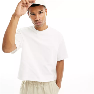 High Quality Oversized Tee Box Fit White T-shirt Cotton Tshirt Custom Graphic Drop Shoulder Boxy Blank Cropped Men T Shirt