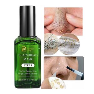 TEIENER 2 In 1 Natural Blackhead Removing Kit Tea Tree Oil Blackhead Remover Mask Serum Nose Pore Strips