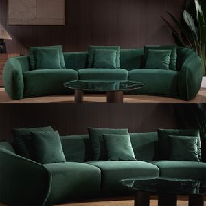 Nordic Luxury Living Room Sofa 3 Seater Upholstered Modular Green Velvet living room curved Sofas Sectional Couch Furniture Set