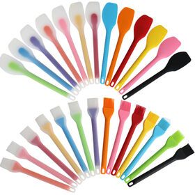 Wholesale coloful silicone spatulas heat resistant spatulas BBQ scraper food grade spatulas one piece design butter scraper cream