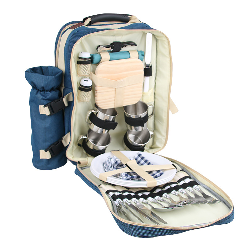 Bagsplaza Outdoor Picnic Bag Large Family Outdoor Camping Backpack Picnic Bag Four-Person Bag Including Wine Picnic Bag Suit