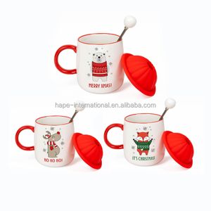 New Fashion Creative Christmas Ceramic Mug Cup With Lid Gift Box Personality Drinkware Tree Coffee Cups Souvenir Mugs