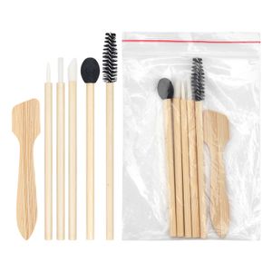 Best Selling Wholesale Bamboo Handle Mascara Wand Disposable Spoolie Applicator Bamboo Eyelash Brush 6 Pcs Set