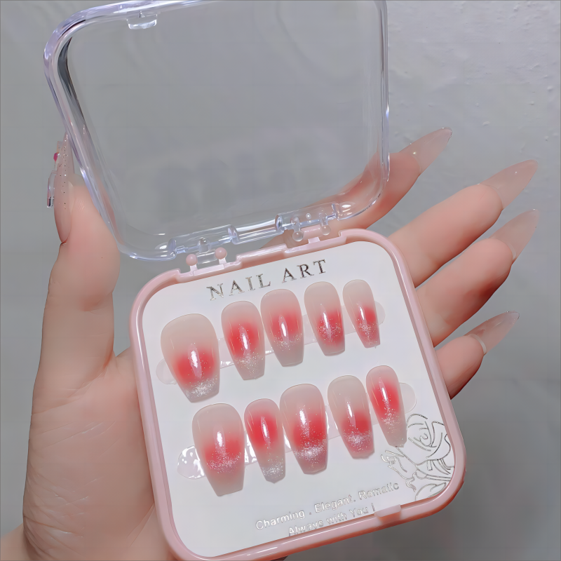 New Arrival Pure Handmade Fignernails 10pieces/set Cat's Eye Mid-Length High Quality Acrylic Press On Nail