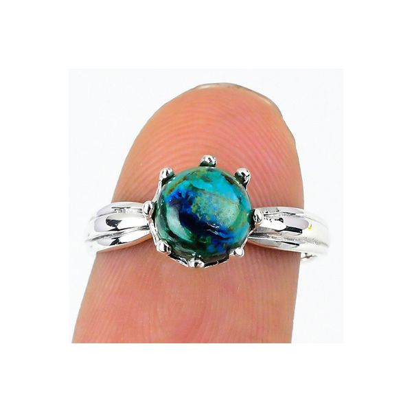 Antique Design 925 Solid Sterling Silver Women Ring Jewelry Big Gemstone Azurite Semiprecious Gemstone Silver Ring Women