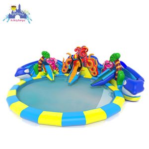 Inflatable Moving Playground Water Park Floating Land Water Park For Earth