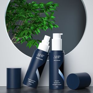 Custom plastic personal care bottle set 100ml 150ml 250ml blue shampoo shower gel lotion bottle with high quality pump dispenser