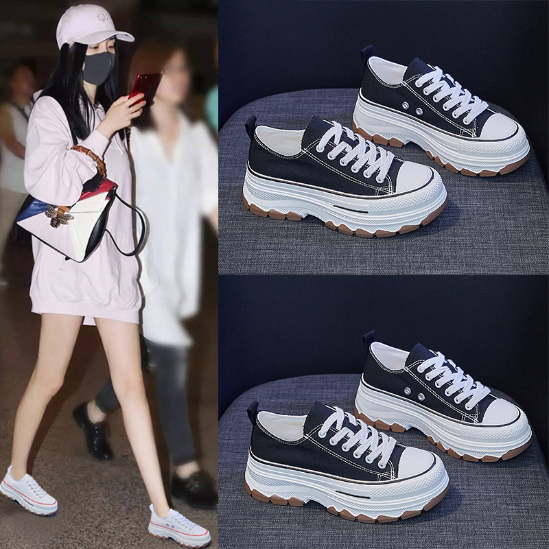 Guangzhou Tongtu Shoes Co., Ltd. Mesh Lining Canvas Trendy Shoes High-rise casual shoes with thick soles sneakers shoes for women