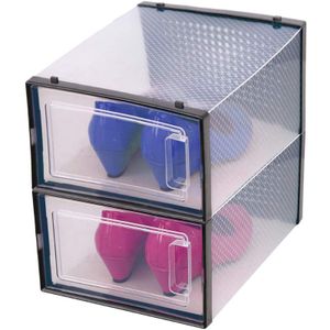 White Clear Plastic Box for Shoe Magnetic Function Drop Front Clear Sneaker Storage Box