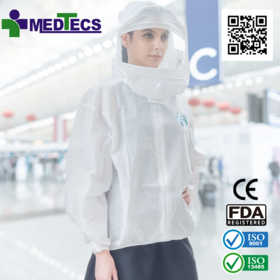 Fluid Resistant Health Safety Protective Overalls Disposable Coverall Jacket For Women