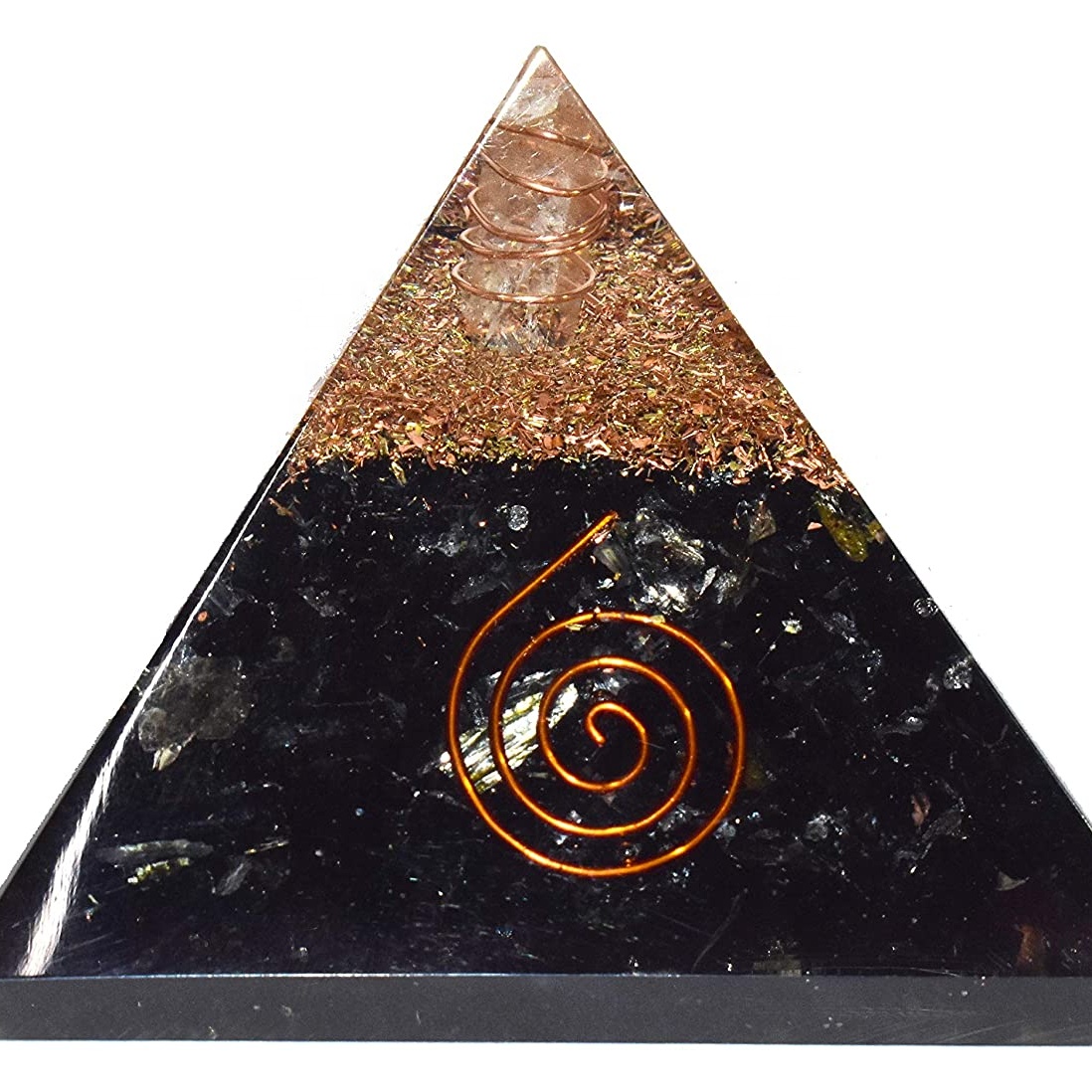 Black Tourmaline Gemstone Pyramid Orgonite Crystal Stone for Chakra Healing Reiki-Themed Home Decoration