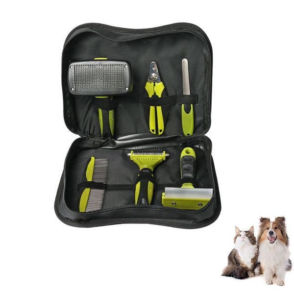 Professional Pet Grooming Supplies 6 pcs/ Pack Cat Dog Pet Grooming Tool Kit Pet self-cleaning Brushes and Combs Set