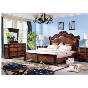 American Style Classic Furniture Wood King Bed Modern Bedroom Set Wooden Bed Furniture Home Bedside Table WA410