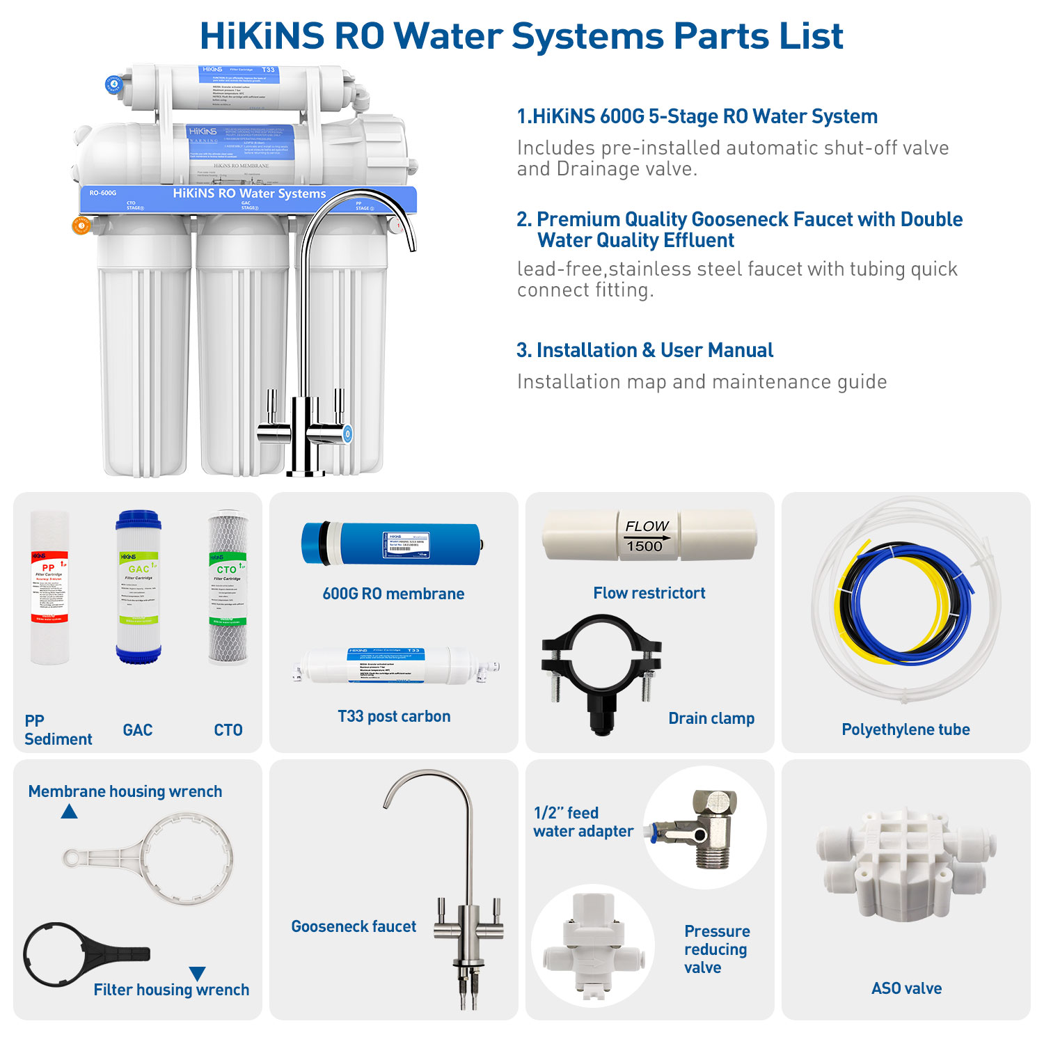 Household Industrial   RO Domestic German Household Reverse Osmosis UV House Home Water Filter  Ro Membrane