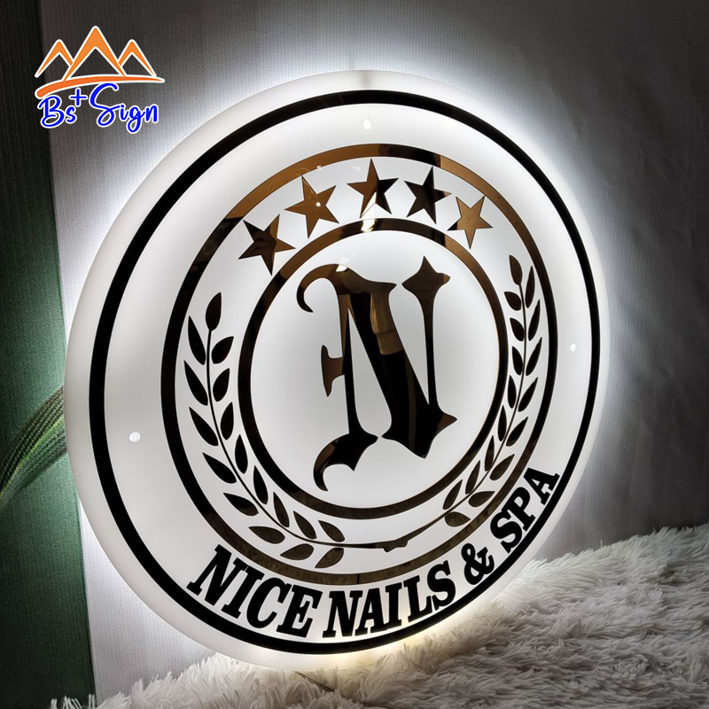 Sichuan Best Sign Manufacturing Co., Ltd. BS+ Custom Acrylic Nail Salon Sign Gold Letter Led Logo Business Sign Shop Logo Sign Indoor