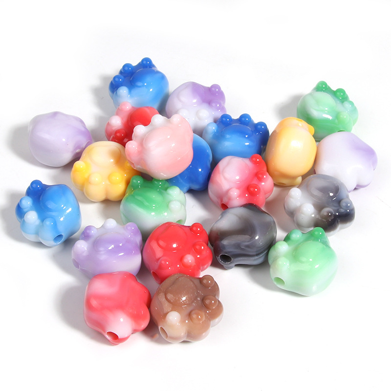 Yiwu Xiangxing E-Commerce Co., Ltd. New Acrylic Cat Claw Enamel Ceramic Beads Diy Jewelry Accessories Vertical Hole Bead Phone Chain Car Hanging Accessories