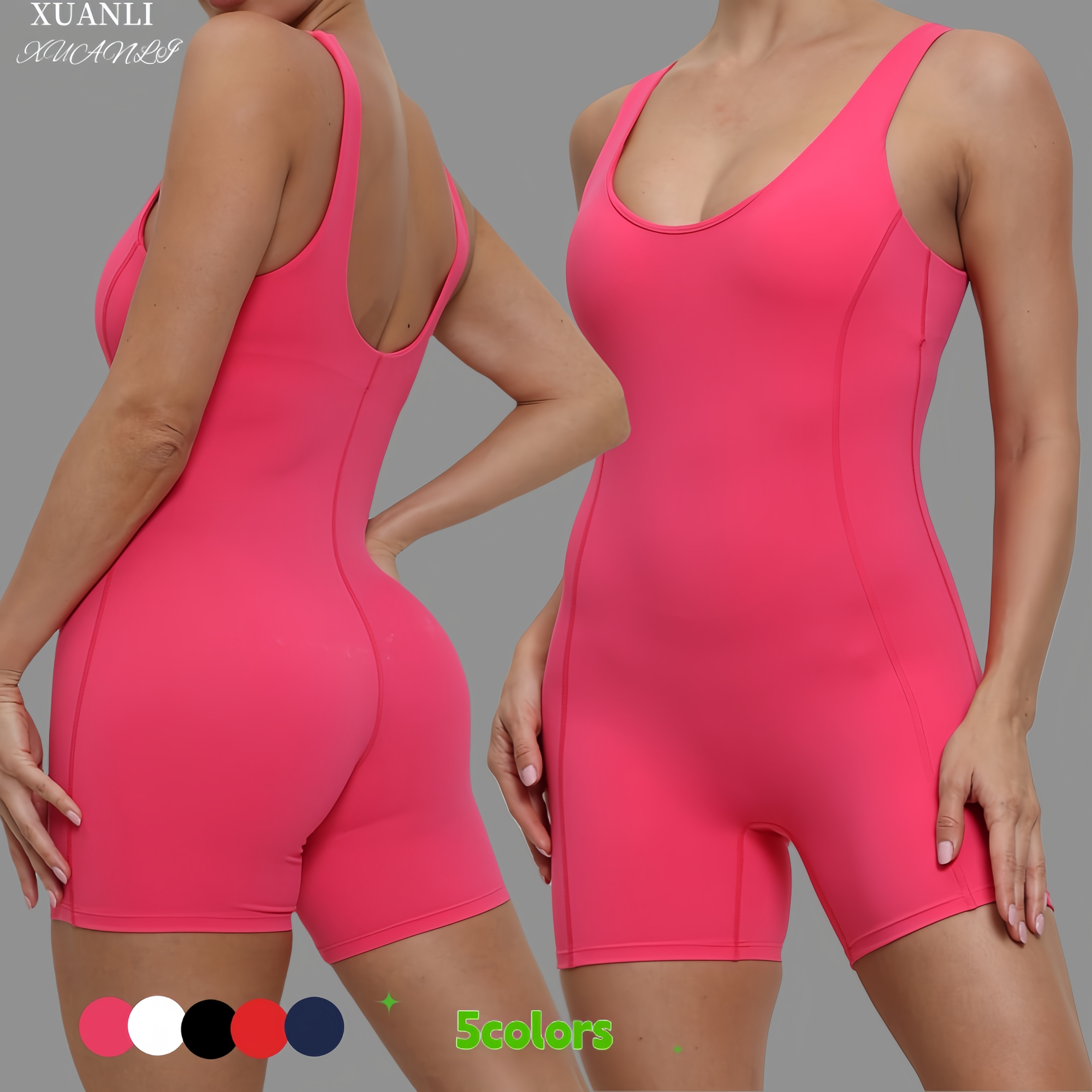 Yiwu Xuanli Clothing Co., Ltd. 18293 Hip lifting One-piece Yoga Suit Lady Sports Elastic Tight Fitting Suit Female Air Back Bodysuit Work out Jumpsuit Women