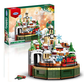 Christmas Castle Music Box  DIY Plastic Educational Building Block Toys for Kids Construction Toy Plastic Toy for Kids
