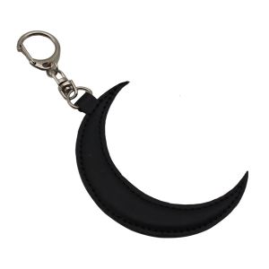 Wholesale custom leather moon shape keychain with lobster keyring