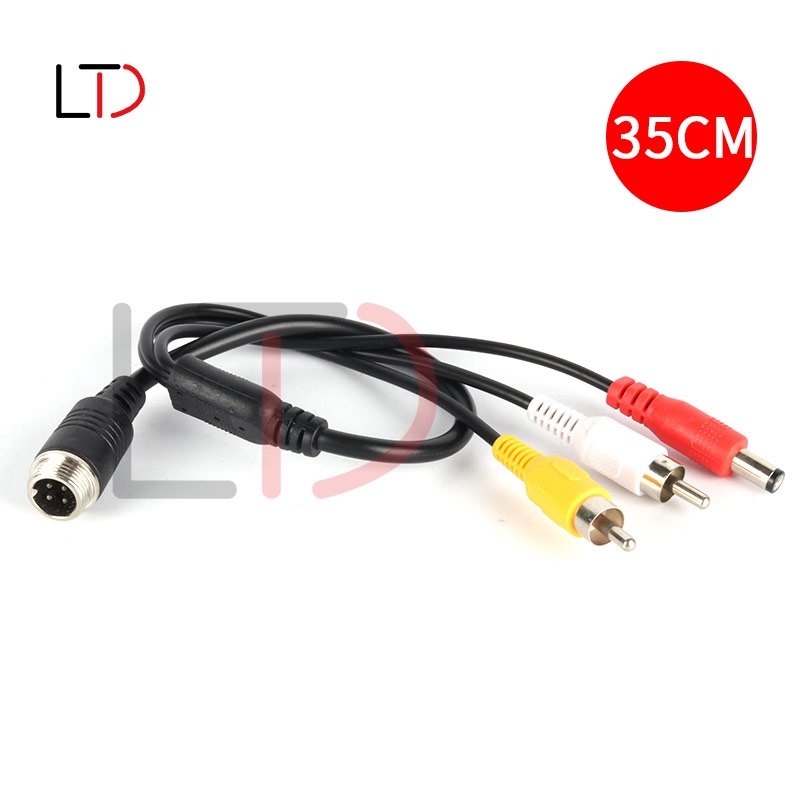 Shenzhen Longtaida Electronics Co., Ltd. M12 4Pin Y Aviation to BNC / RCA +DC Plug Adapter Cable 35CM Long for Car Camera Video Extension Cable