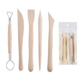 5pcs wood pottery tool kit clay art supplies tools set for ceramic molding craft diy