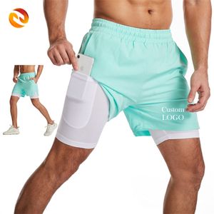 Manufacturer Sports Custom Double Layer Mesh Shorts Fitness Jogger Shorts Zipper Pocket Workout Compression Shorts With Zipper