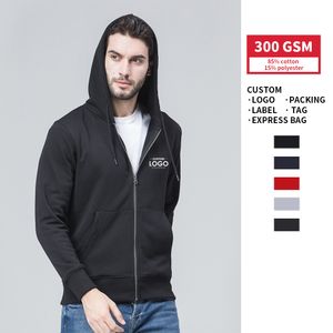 Wholesale Plain High Quality Blank Heavyweight Fleece Zip Up Hoodie Custom Printing Logo Men's Hoodies Sweatshirts Unisex Hoodie