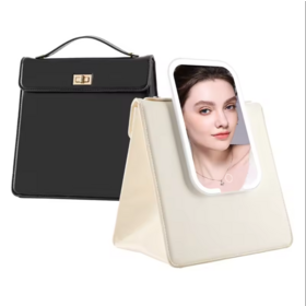 Makeup Bag With Led Mirror Cosmetic Travel Touch Vanity Portable Storage Case
