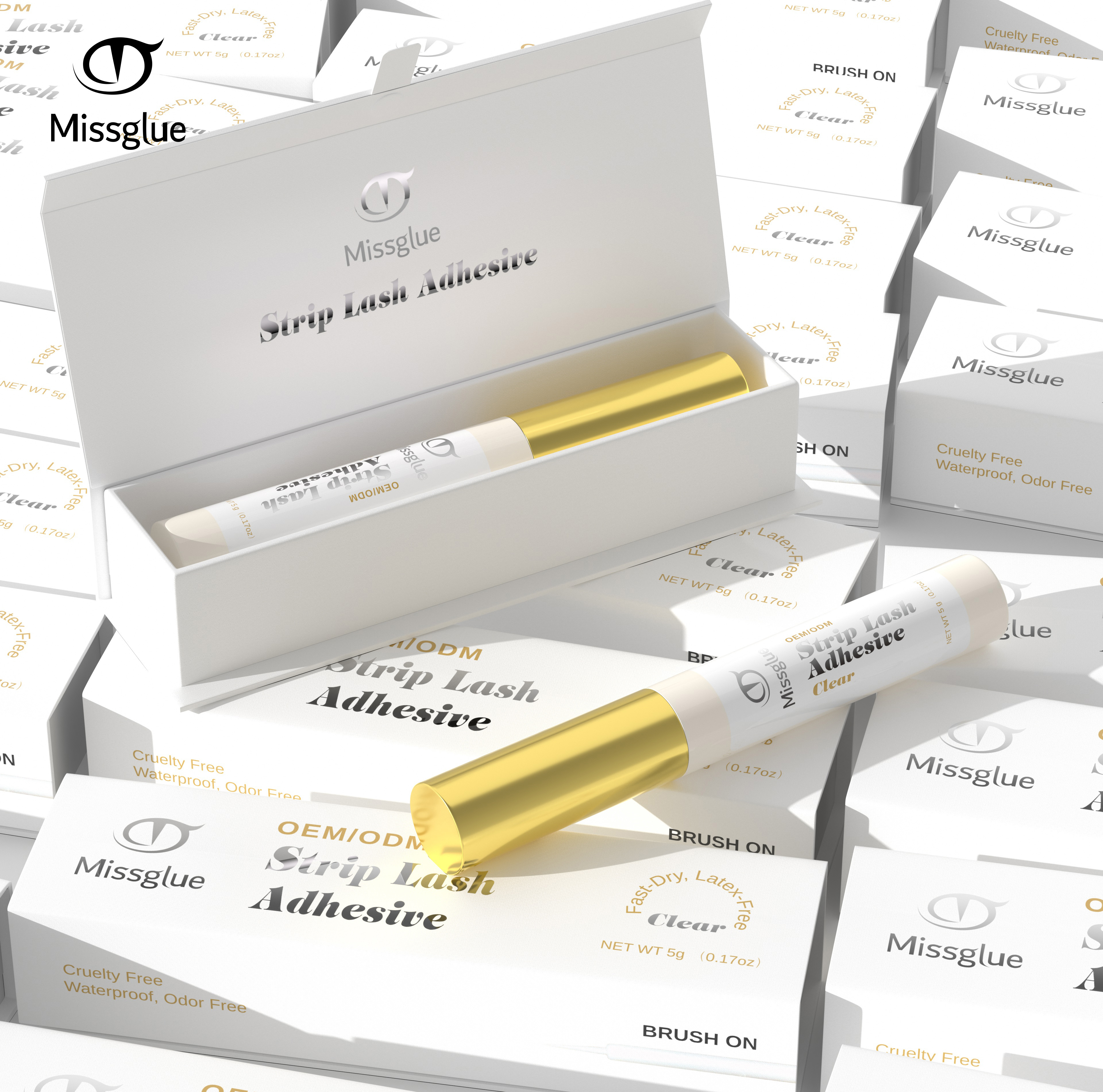 Missglue Custom Logo Waterproof Eyelash glue Wholesale Private Label Adhesive Vegan Lash glue For Full Strip Lashes