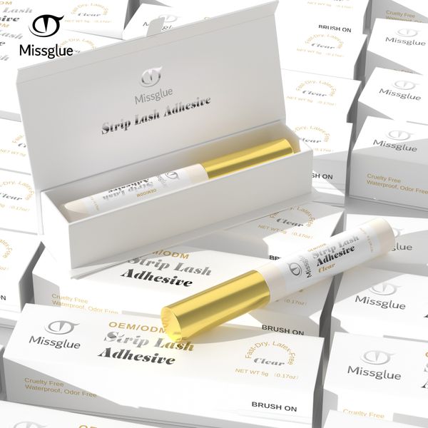 Missglue Custom Logo Waterproof Eyelash glue Wholesale Private Label Adhesive Vegan Lash glue For Full Strip Lashes