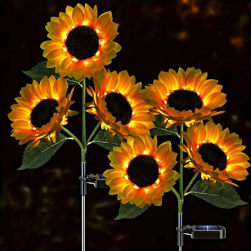 High quality Waterproof Outdoor LED Lamp Garden Ornaments Solar Sunflower Lights