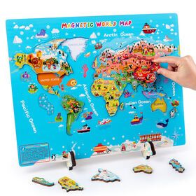 Children's educational wooden toys Kids Montessori Educational Toys  Wooden World Map Jigsaw Puzzle