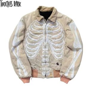 Vintage Jacket For Men Custom Skull Embroidery 100% Cotton Varsity Jacket Winter Bomber Men'S Jackets