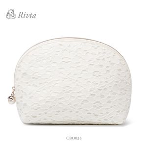 High quality makeup gift bag wholesale white lady lace evening clutch bag with pearl zipper