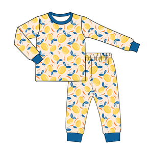 Wholesale boutique Kids Two Piece Pajamas Set Custom Printing organic Bamboo Baby Clothing Sets