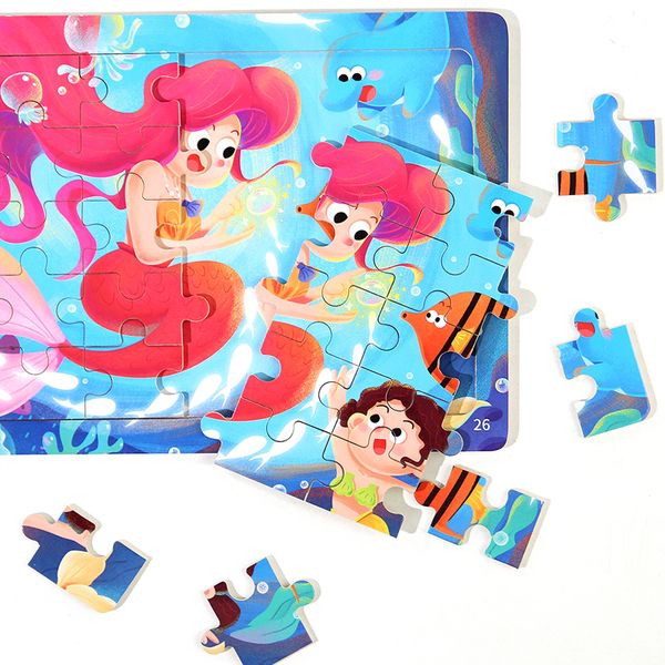 2024 new products 30 pieces of wooden cartoon puzzle Montessori educational Wood Jigsaw Puzzle For Kids Toddler Boys & Girls CE