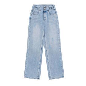 Women Custom Sexy  Front Lace Up Jean High Waist Baggy Straight Leg  Denim Pants Boot-cut ladies JeanPopular