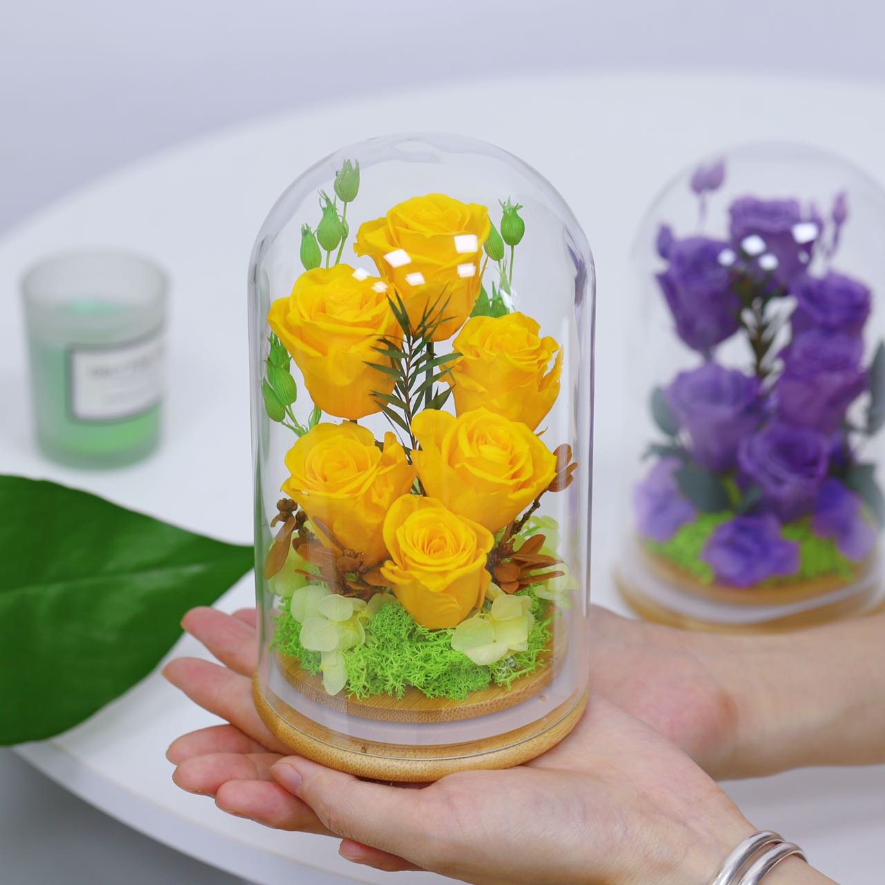 Caijun Import & Export (yunnan) Co., Ltd. Gift Box Eternal Luxurious Valentine Gifts Enchanted Rose Stabilized Preserved Flower Forever Rose in Glass Dome