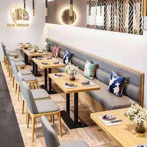 Coffee shop fast food leather restaurant sofa bench commercial cafe wood restaurant booth seating furniture table and chair set